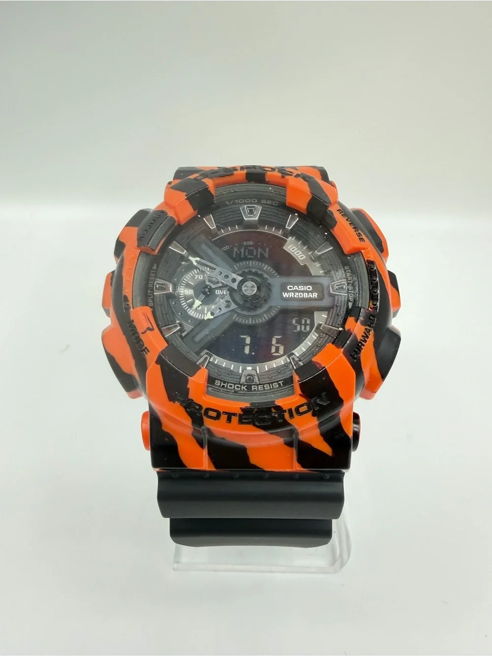 Custom Casio G-Shock GA-110 Orange Black Tiger Camo Art Watch 5146